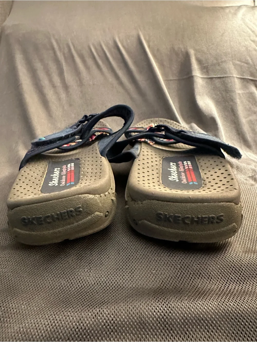 Skechers Navy Sandals with Multicolor Chevron Straps